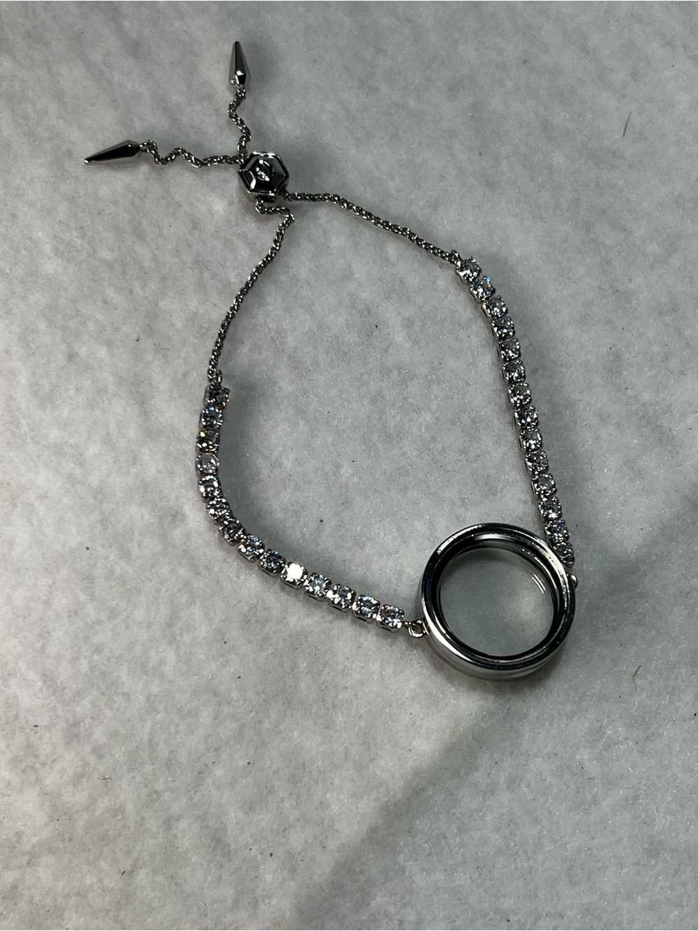 Origami Owl Silver Crystal Adjustable Locket Bracelet